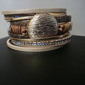 Gold and Black Multi-Layered Bracelet